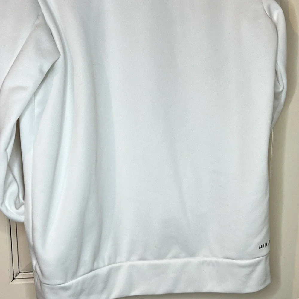adidas AEROREADY Men's Pullover Hoodie Graphic Logo Size M White Polyester